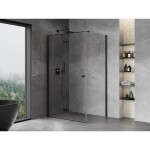 MEXEN/S - Mist-F sprchovací kút skladacie dvere ľavá 95 x 75, transparent, čierna 8A6T-095-075-70-00-L