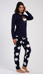 Dámske dlhé pyžamo Medveď na obláčiku tmavě modrá M