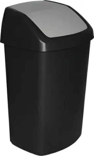 Curver Swing Top čierno-strieborná / Odpadkový kôš / 50 l / snímateľný kryt (229390)