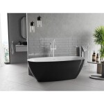 MEXEN/S - Luvo Slim voľne stojaca vaňa 170 x 75, biela/čierna, sifón a prepad biela 52801707575-20