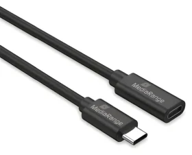 MediaRange USB-C (M) - USB-C (F) čierna / Predlžovací kábel / PD 60 W / USB 3.2 Gen 1 / 5 Gbit / s / 2 m (MRCS245)