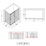 CERANO - Sprchovací kút Santoro - pravá - 6 mm - čierna matná, mliečne sklo - 100x100 - posuvný CER-665740
