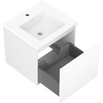 MEXEN/S - Rivel kúpeľňová skrinka 50 cm s umývadlom Otis, 1 šuplík, reliéf, biela mat 91A20-05047-1-BF01-W18M01