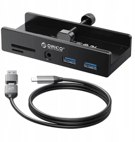 Orico MH5PMM-10-BK-BP čierna / USB hub / 2x USB-C + 2x USB-A 2.0/3.0 / SD + microSD čítačka (MH5PMM-10-BK-BP)