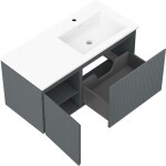 MEXEN/S - Rivel kúpeľňová skrinka 100 cm s umývadlom Otis pravá, 1S, 1D, reliéf, grafit/biela mat 91A23-10047-3-BBFF66-W18P01