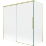 MEXEN/S - Rox vaňová zástena 2-krídlová posuvná 160 + 70 x 150, transparent, zlatá kartáčovaná 8C9-160-070-55-00