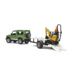 Bruder 02593 Land Rover Defender s prepravníkom + mikrobager JCB