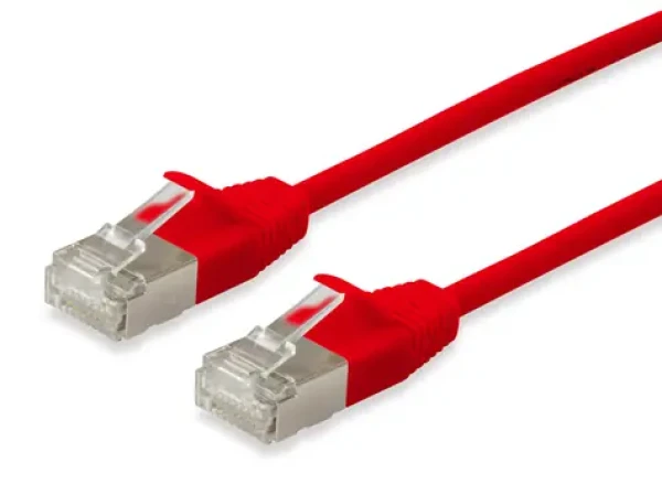 Equip SlimFlex červená / Patch kábel / Cat6a / F/FTP / 10 m / LSZH / PoE+ (606149)