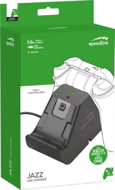 Speed Link SL-260002-BK JAZZ nabíjačka čierna / USB / pre Xbox Series X/S / 2x NiMH 1100mAh