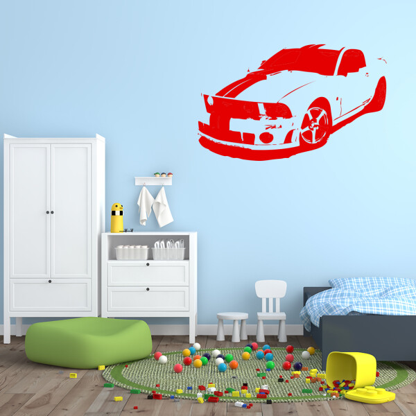 Veselá Stena Samolepka Auto Mustang Farba: červená, Veľkosť: 100 x 62 cm
