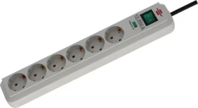 Brennenstuhl Eco-Line svetlo šedá / Prepäťová ochrana / 6 zásuviek / 1,5 m / 13 500 A (1159750015)