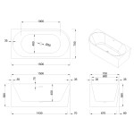 INVENA - Voľne stojaca vaňa priečne pravá 150 cm Astri so sifónom AN-03-15P-F