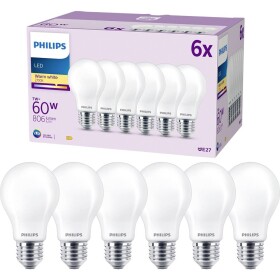 Philips LED 9290012430 LED En.trieda 2021 E (A - G) E27 klasická žiarovka 7 W = 60 W teplá biela (Ø x d) 50 mm x 106 mm 6 ks; 9290012430