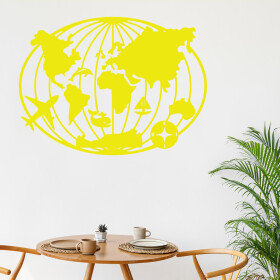 Veselá Stena Samolepka Zemeguľa Farba: žltá, Veľkosť: 80 x 59 cm