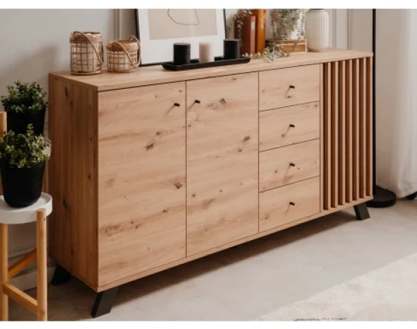 Široká komoda Merida, 160 cm, dub artisan/antracit%