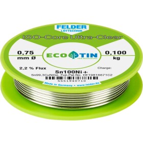 Felder ISO-Core Ultra-Clear Sn100Ni+ spájkovací cín bez olova cievka Sn99,25Cu0,7Ni0,05 0.100 kg 0.75 mm; 5551940710