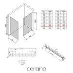 CERANO - Sprchová zástena Walk-in Crystal TL/P - 8 mm - bezvzperový systém + polička/držiak na uteráky - chróm, industriálne sklo - 140x140x200 CER-8050BD6579