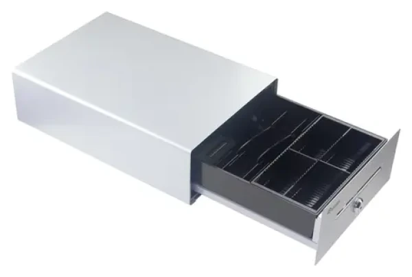 Equip Pokladničná zásuvka strieborná / Pokladničná zásuvka / RJ11 / 4 bankovky / 4 mince / 12V / kov (351012)