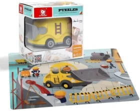 TOP BRIGHT Drevené puzzle s hračkou Buldozér