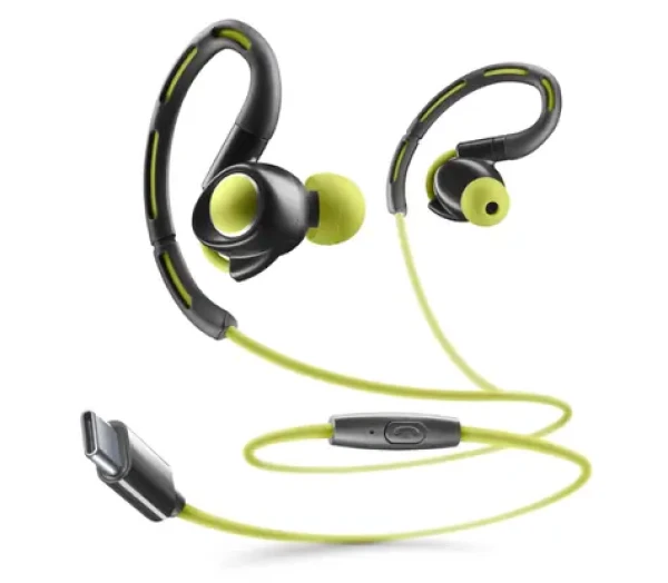 CellularLine SPORT Športové In-ear slúchadlá USB-C čierno-limetkové (AUSPORTTYPECL)