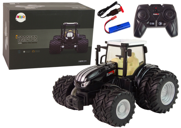 Mamido Elektrické autíčko - diaľkovo ovládaný čierny traktor 2.4G kovový.