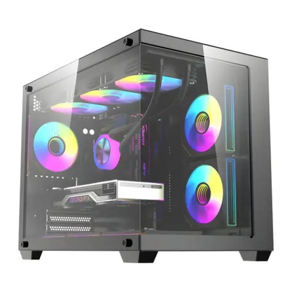 DarkFlash B275 PRO čierna / Skriňa PC / Mini Tower / M-ATX / ITX / 6× 120 mm ventilátor / Tvrdené sklo (B275 PRO BLK +6F)
