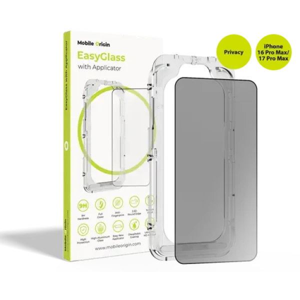Mobile Origin EasyGlass Privacy Ochranné sklo s aplikátorom pre Apple iPhone 16 Pro Max 17 Pro Max (EGA-P-i16ProMax)