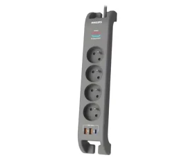 Philips SPN4140GA/60 sivá / Prepäťová ochrana / 4 zásuvky / 2m (Phil-SPN4140GA/60)