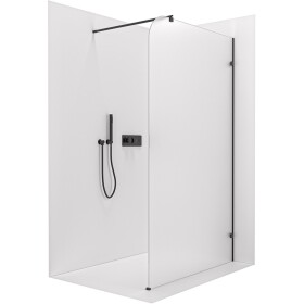 CERANO - Sprchová zástena Walk-in Orbis Round - Pravá - 8 mm - guľatá vzpera - čierna matná, mliečne sklo - 120x200 CER-999938
