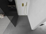 MEXEN/S - Kioto Sprchová zástena WALK-IN 110 x 200, grafit 8 mm, zlatá kartáčovaná 800-110-101-55-40