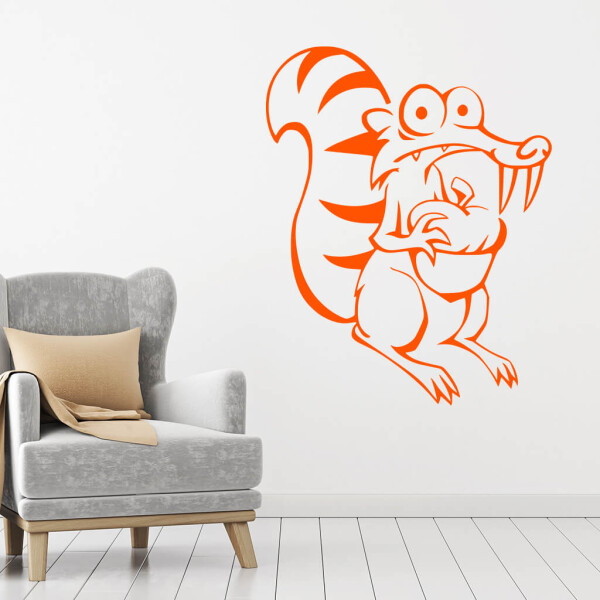 Veselá Stena Samolepka Veverička Scrat Farba: oranžová, Veľkosť: 100 x 79 cm