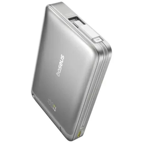 Baseus PicoGo Qi2 s káblom USB-C 10000mAh 45W šedá / Powerbanka / USB-C / Qi2 / Magsafe (P10078800843-00)