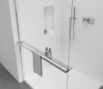 CERANO - Sprchová zástena Walk-in Crystal TL/P - 8 mm - bezvzperový systém + polička/držiak na uteráky - chróm, transparentné sklo - 100x50x200 CER-8050BD6392