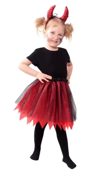 Rappa Detský kostým čertice tutu sukne s čelenkou