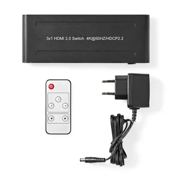 Nedis VSWI3475AT HDMI prepínač 5 vstupov na 1 výstup / 4K2K@60Hz / HDCP 2.2 diaľkový ovládač (VSWI3475AT)