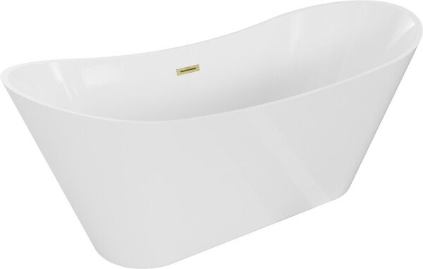 MEXEN/S - Celia vaňa voľne stojaca 170 x 75, biela, sifón a prepad zlatá kartáčovaná 52331707500-55