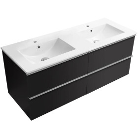 CERANO - Kúpeľňová skrinka Velora - čierna matná, úchytka chróm + keramické umývadlo Todo - 121x55x46,5 CER-664909