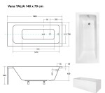 BESCO - Obdĺžniková vaňa TALIA - Nožičky k vani - S nožičkami, Rozmer vane - 140 × 70 cm VANTAL14+OLVPINOZ