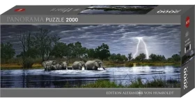 HEYE Panoramatické puzzle Slonie stádo (Botswana)