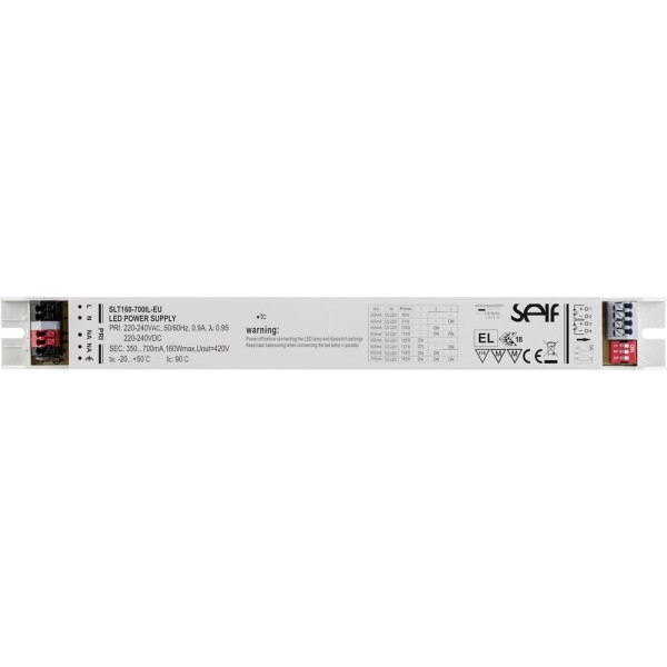 Self Electronics SLT160-700IL-EU LED driver konštantný prúd 160 W 350 - 700 mA 120 - 228 V/DC montáž na nehorľavom povrchu, schválenie nábytku, bez možnosti; SLT160-700IL-EU