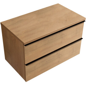 CERANO - Kúpeľňová skrinka Velora - dub medový, úchytka čierna + doska pod umývadlo Navira Pro - 36 mm - 80x56,6x46,5 CER-668669