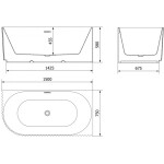 MEXEN/S - Gia voľne stojaca rohová vaňa reliéf pravá 150 x 75, biela lesk, sifón a prepad zlatá 52701507500P-50