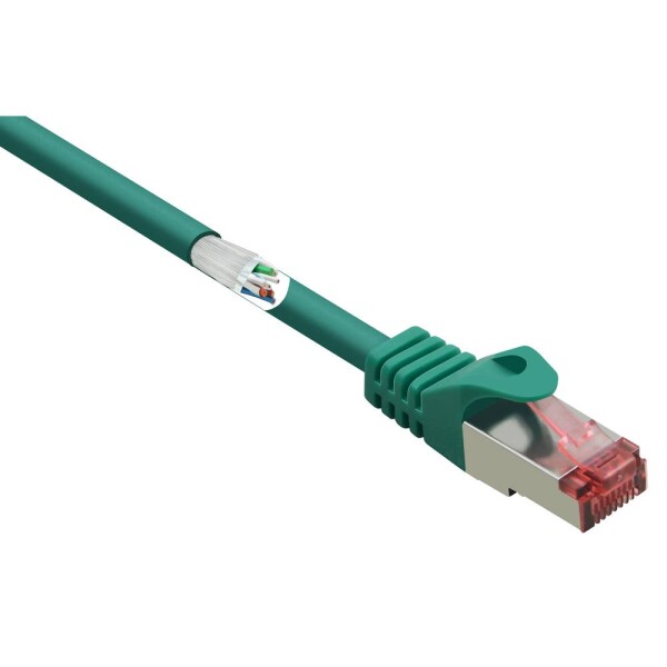 Renkforce RF-5372558 RJ45 sieťové káble, prepojovacie káble CAT 6 S/FTP 3.00 m zelená s ochranou, pozlátené kontakty, samozhášavý 1 ks; RF-5372558