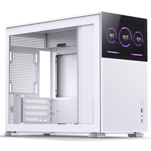 Jonsbo D31 MESH Screen biela / Micro-ATX / 1x USB-A 3.0 / 1x USB-C 3.2 / bez zdroja / displej / priehľadná bočnica (D31 MESH WHITE SC)