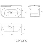 CERANO - Vaňa akrylátová Bianco - voľne stojaca - asymetrická - pravá - biela lesklá - 170x79x60 CER-413603