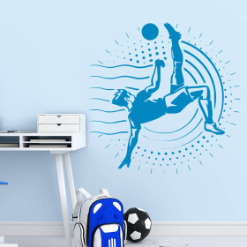 Veselá Stena Samolepka Vykopávajúci futbalista Farba: modrá, Veľkosť: 80 x 80 cm
