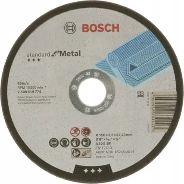 BOSCH Rezný kotúč na kov 150x22,23 mm / Rezný kotúč / hrúbka 2,5 mm (2608619774)
