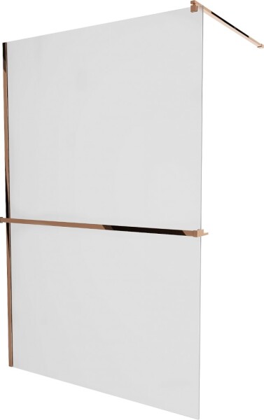 MEXEN/S - KIOTO Sprchová zástena WALK-IN s poličkou a držiakom uterákov 120 x 200, matné sklo 8 mm, ružové zlato 800-120-121-60-30