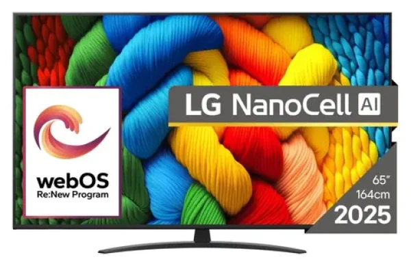 65" LG NanoCell AI 65NANO81A3A čierna / Televízia / 4K UHD / HDR10 / Wi-Fi / Bluetooth / WebOS (65NANO81A3A.AEU)
