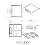 CERANO - Sprchová vanička samonosná štvorcová Loro - liaty mramor - tmavo šedá - 90x90 - s nožičkami CER-680584